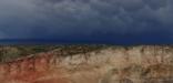 Storm clouds roll over the Big Horn Mountain and Devil Canyon