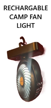 Portable Camping LED Light and Fan, 40hrs Rechargeable