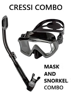  Cressi Panoramic Wide View Mask AND Supernova Dry Snorkel